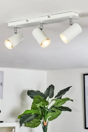 Zuoz Plafondlamp Chroom, Wit, 3-lichts Koop Online