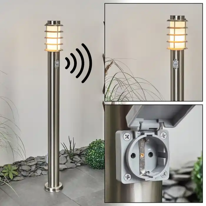 Tunes Padverlichting Nikkel mat, 1-licht, Bewegingsmelder Lage Prijs