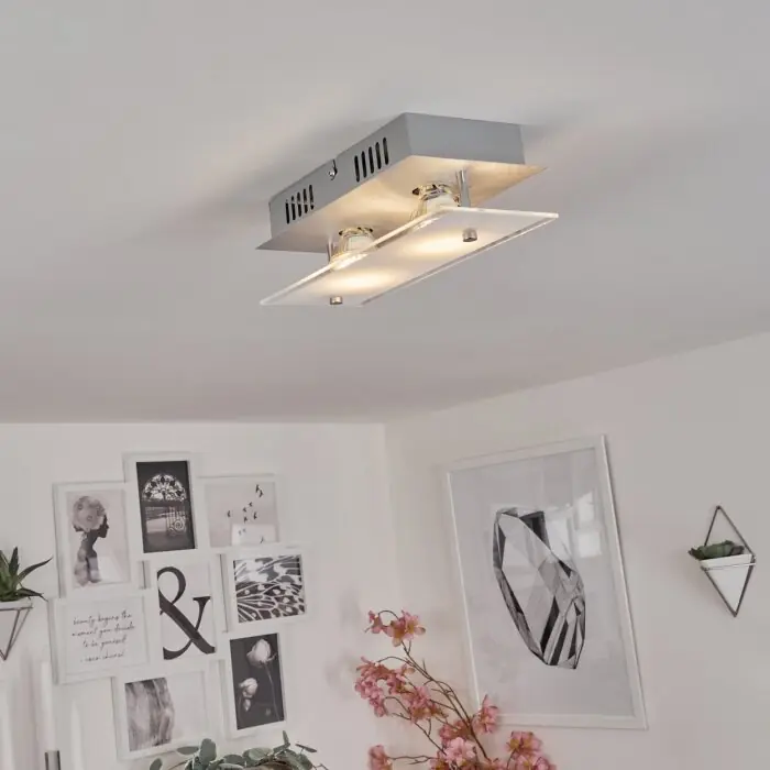 Gereduceerde Prijs Liestal Plafondlamp LED Nikkel mat, 2-lichts