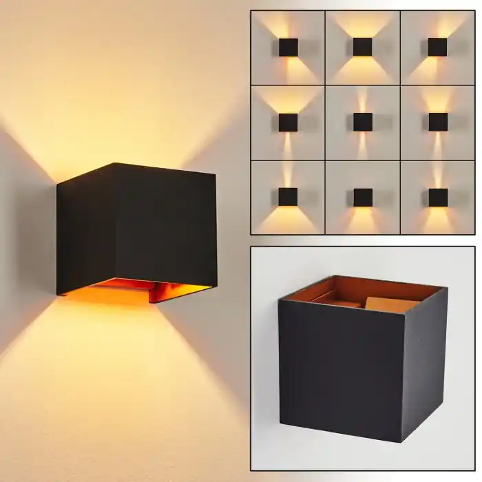 Direct Beschikbaar Badajoz Muurlamp Koperkleurig, Zwart, 1-licht