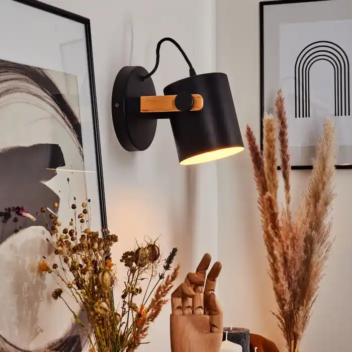 Rebbenas Muurlamp Natuurlijke kleuren, Zwart, 1-licht Fabrieksprijs