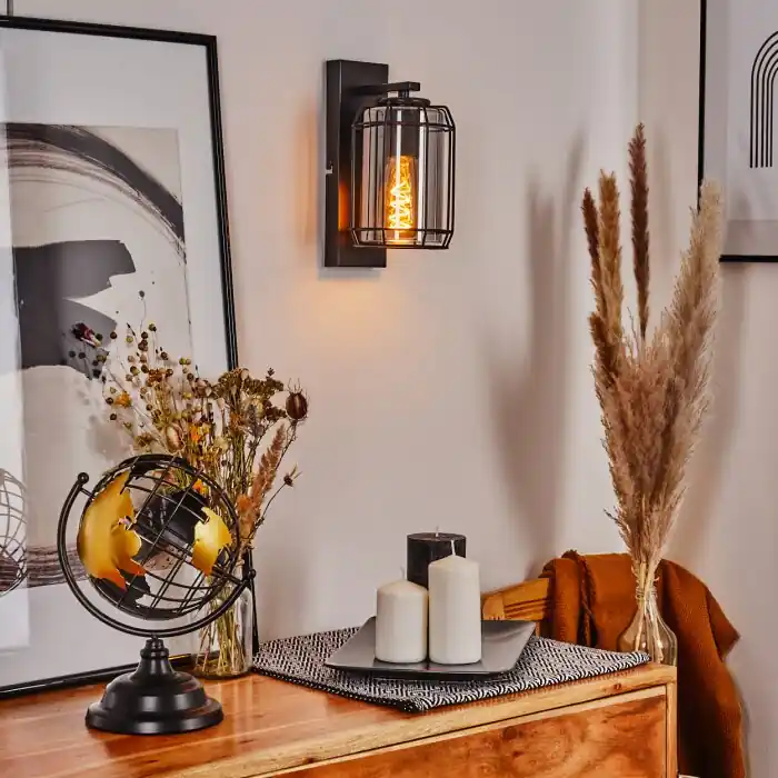 Beste Prijs Thusis Muurlamp Zwart, 1-licht