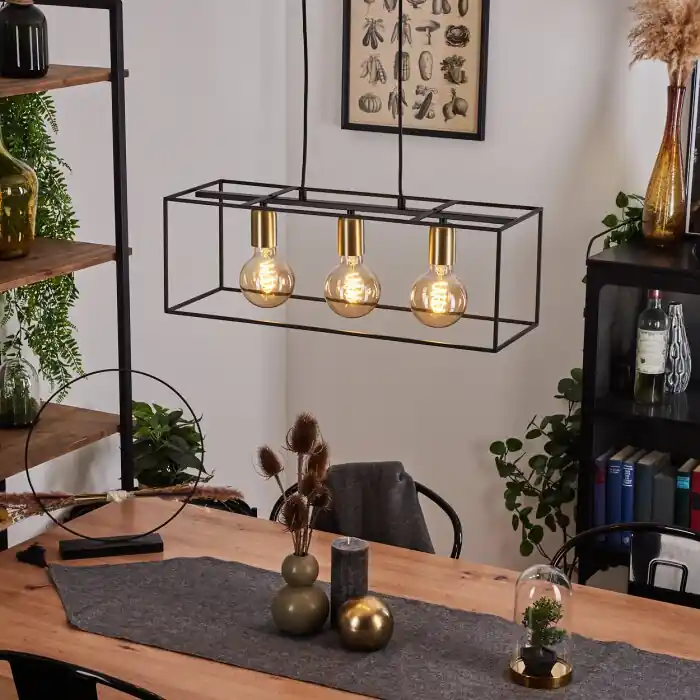 Rhazuns Hanglamp Messing, Zwart, 3-lichts Lage Kosten