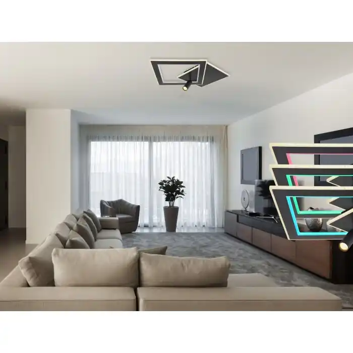 Globo MARIAN Plafondlamp LED Zwart, 1-licht, Afstandsbediening, Kleurwisselaar Bestseller