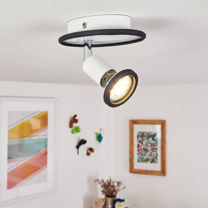 Cabri Plafondlamp LED Chroom, Zwart, Wit, 1-licht Laatste Kans