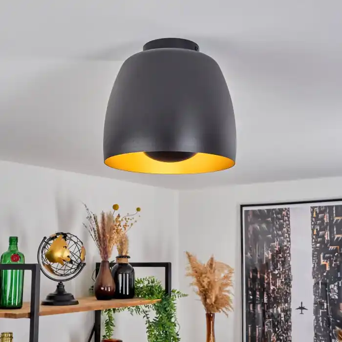 Viking Plafondlamp Zwart, 1-licht Goedkoop