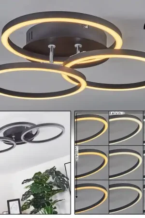 Xena Plafondlamp LED Zwart, 1-licht, Afstandsbediening Direct Verzonden