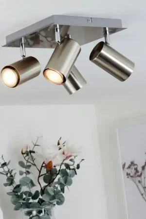 Zuoz Plafondlamp Chroom, Nikkel mat, 4-lichts Veilige Betaling