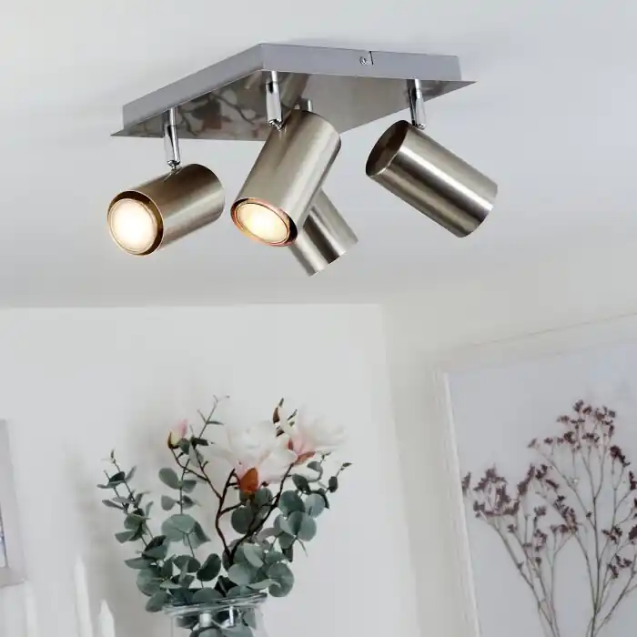 Zuoz Plafondlamp Chroom, Nikkel mat, 4-lichts Veilige Betaling