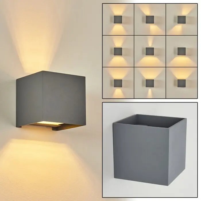 Korting Badajoz Muurlamp Grijs, 1-licht