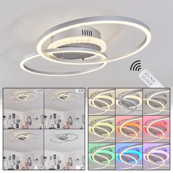 Actieprijs Lithgow Plafondlamp LED Zilver, 2-lichts, Afstandsbediening, Kleurwisselaar