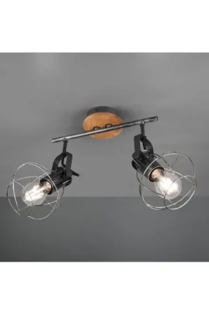 Actieprijs Sundsvall Plafondlamp Hout donker, Zwart, 2-lichts