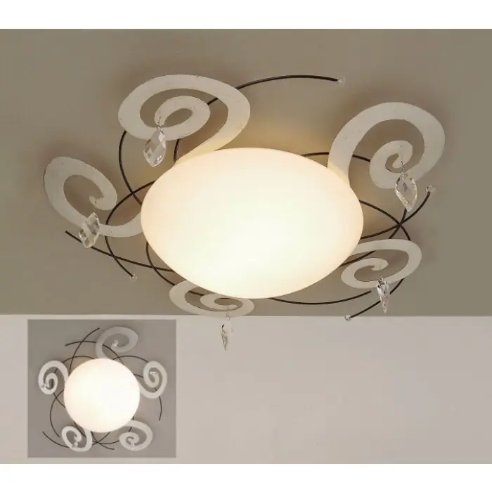 Holländer CASINO Plafondlamp Zwart, Zilver, 2-lichts Voordeelprijs
