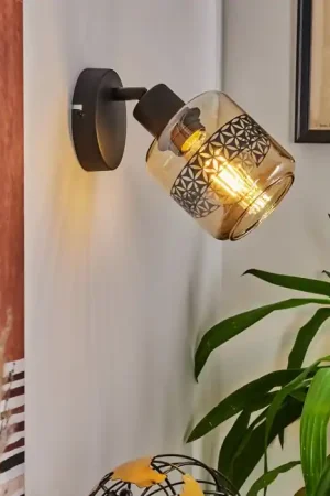 Wigan Muurlamp Zwart, 1-licht Bestel Nu