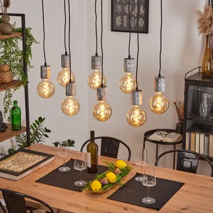 Gereduceerde Prijs Tyldom Hanglamp Oud zilver, Zwart, 8-lichts