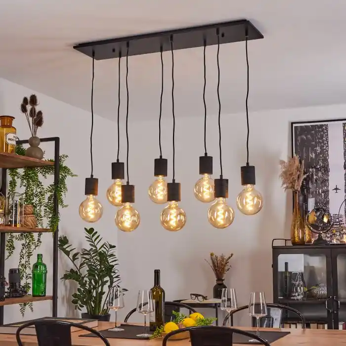 Ajaccio Hanglamp Zwart, 8-lichts Korting