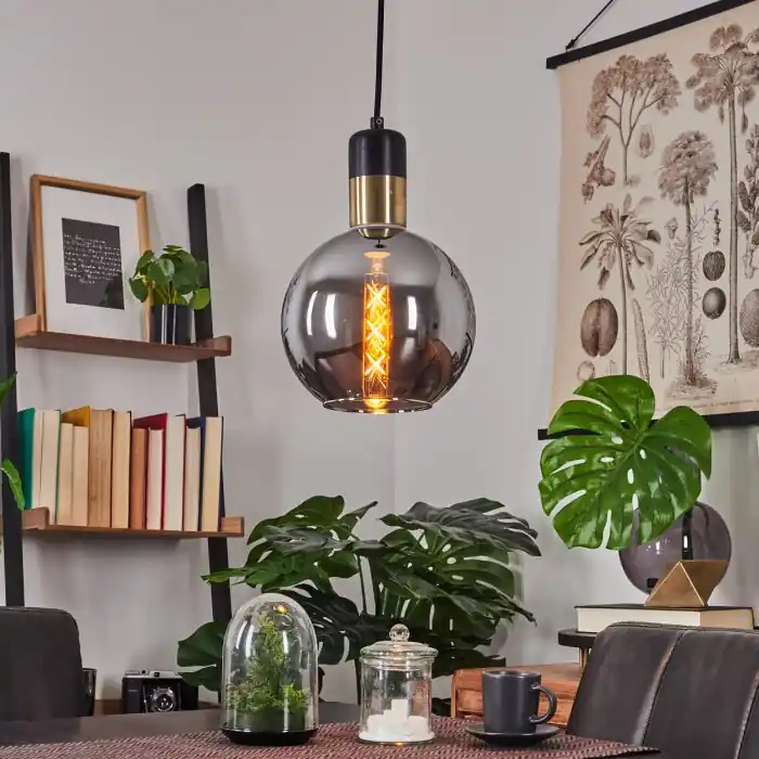 Tuvalu Hanger Zwart, 1-licht Op = Op