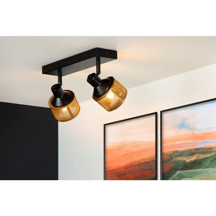Actieprijs Lucide RAFA Plafondlamp Zwart, 2-lichts