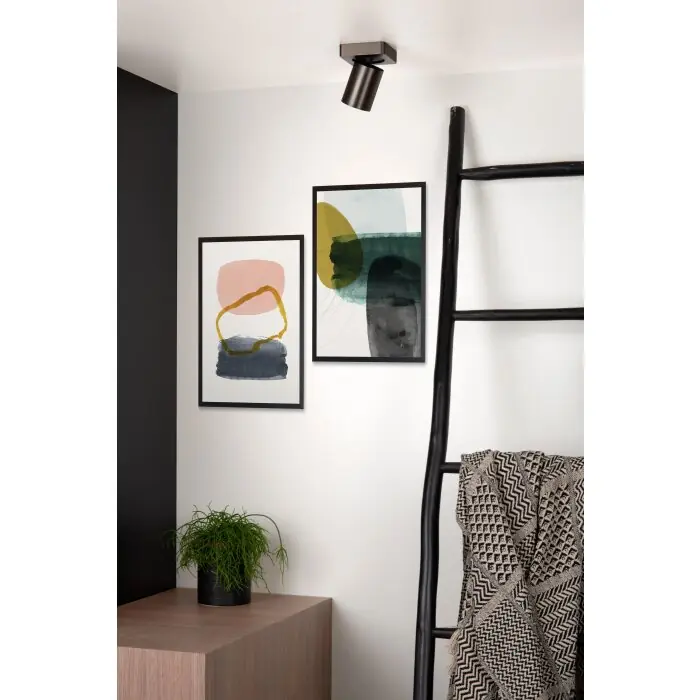 Gratis Retour Lucide NIGEL Plafondlamp LED roestvrij staal, Zwart, 1-licht
