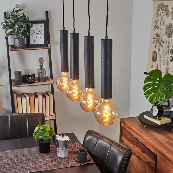 Korting Wheelwright Hanglamp Zwart, 4-lichts