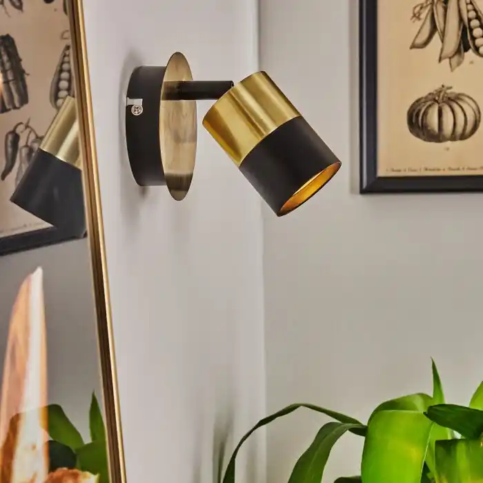 Neftenbach Muurlamp Messing, Zwart, 1-licht Finale Uitverkoop