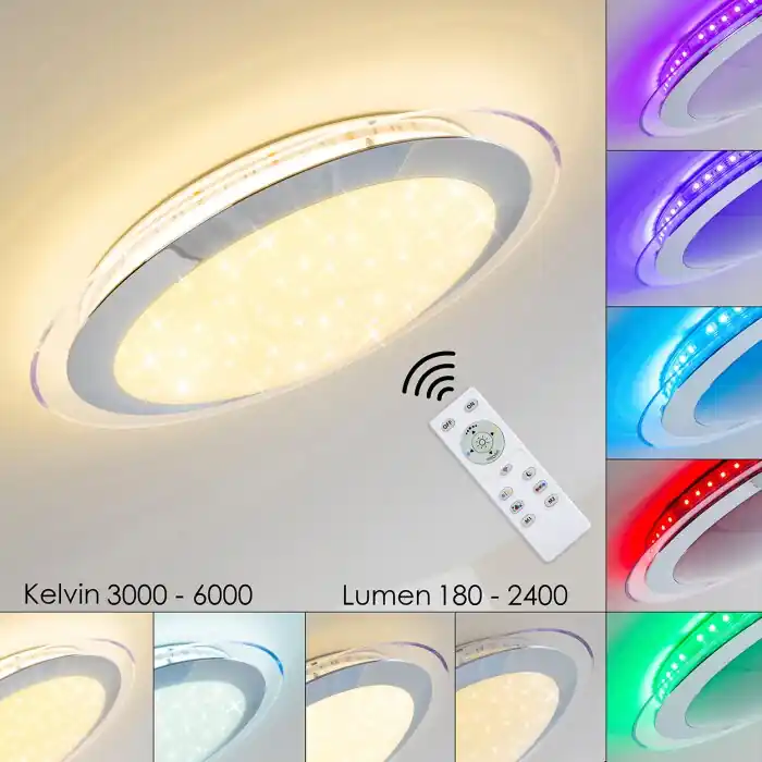 Betaalbaar Vittangi Plafondlamp LED Wit, 1-licht, Kleurwisselaar