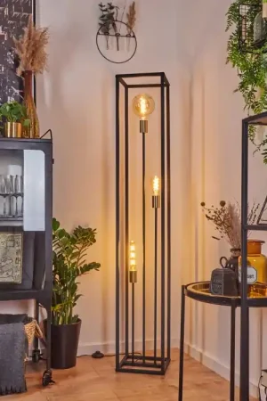 Woden Staande lamp Messing, Zwart, 3-lichts Koopje
