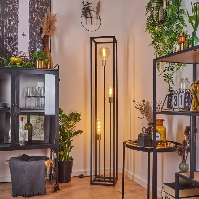 Woden Staande lamp Messing, Zwart, 3-lichts Koopje