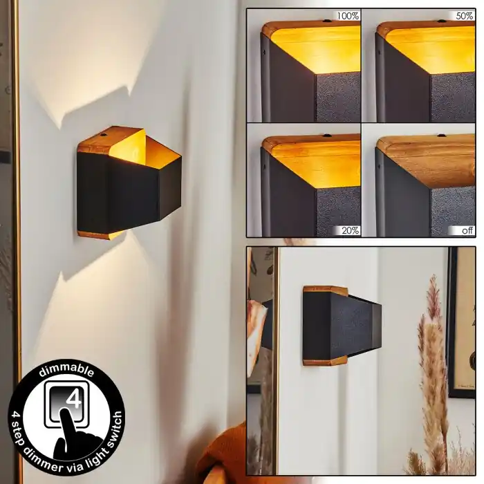 Gecertificeerd Clarens Muurlamp LED Natuurlijke kleuren, Zwart, 1-licht