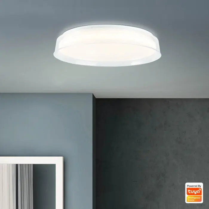Brilliant Leanna Plafondlamp LED Wit, 1-licht, Afstandsbediening, Kleurwisselaar Lage Kosten