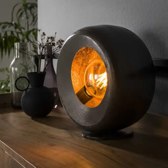Magredis Tafellamp Nikkel mat, Zwart, 1-licht Op = Op