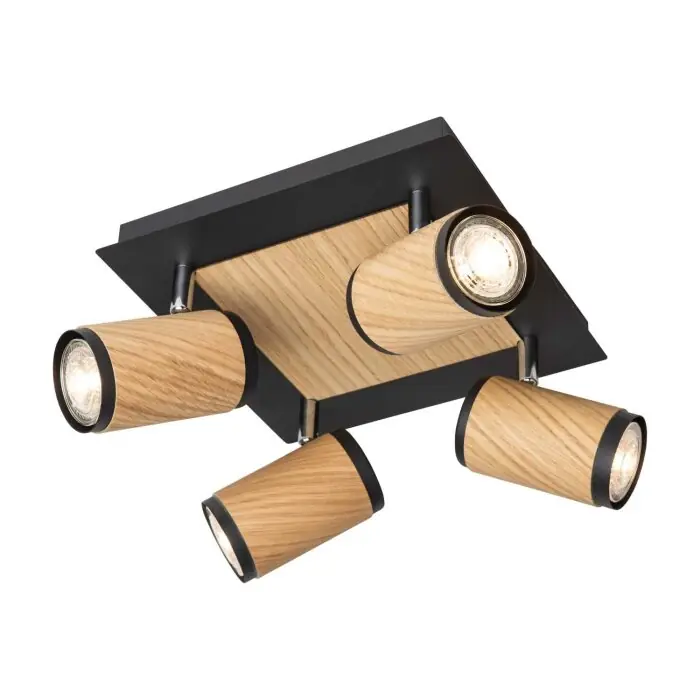 Express Levering Elobra Bolivia Plafondlamp Natuurlijke kleuren, Zwart, 4-lichts