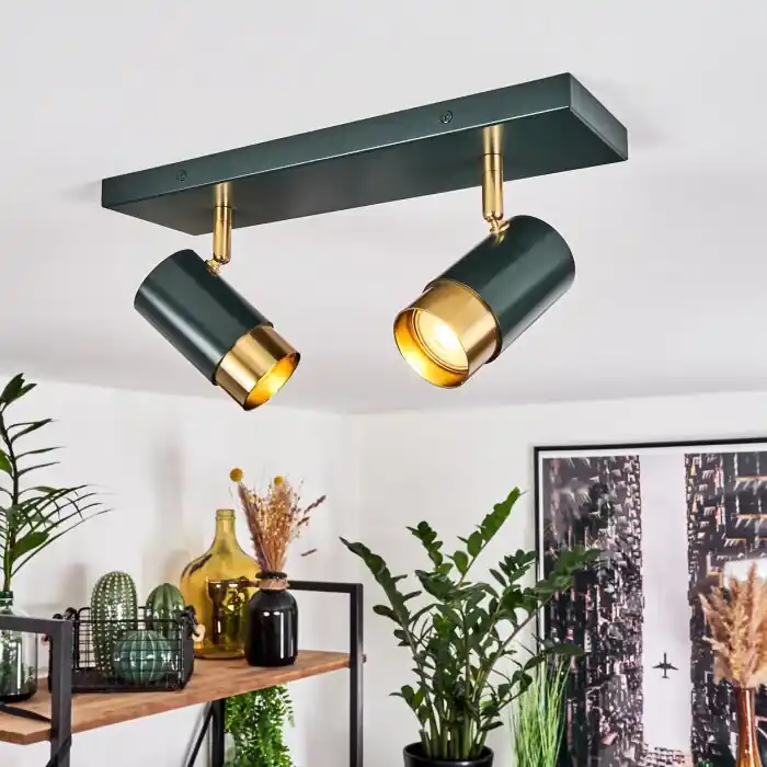 Rechtstreeks Van De Fabrikant Campanas Plafondlamp Groen, Messing, 2-lichts