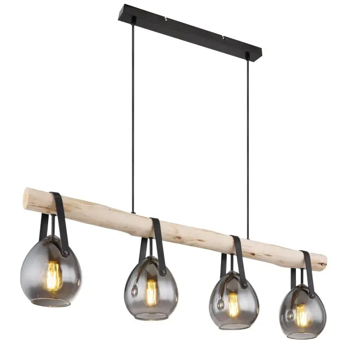 Express Levering Globo DIETHILD Hanger Zwart, 4-lichts