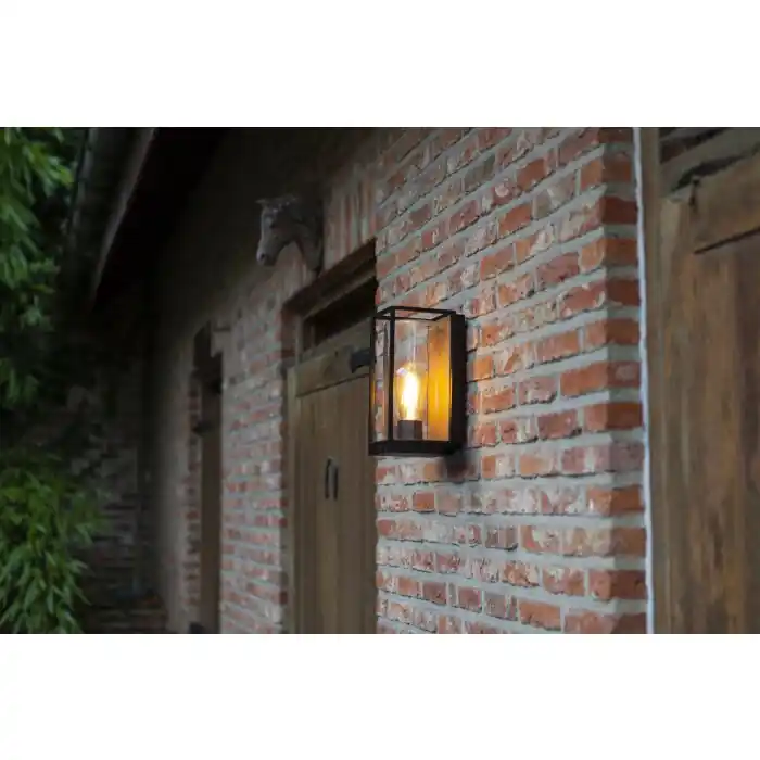 Alleen Vandaag Lutec FLAIR Buiten muurverlichting houtlook, Zwart, 1-licht