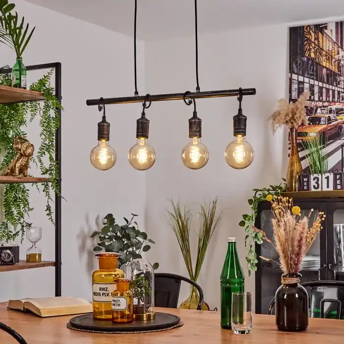 Fabrieksprijs Ermatingen Hanglamp Donkerbruin, Nikkel mat, 4-lichts