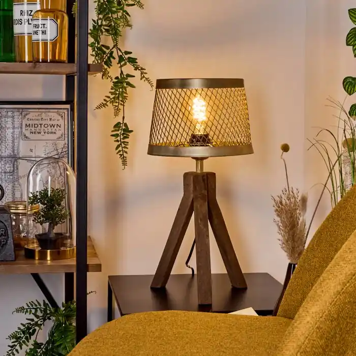 Tomaca Tafellamp Messing, Natuurlijke kleuren, 1-licht Premium