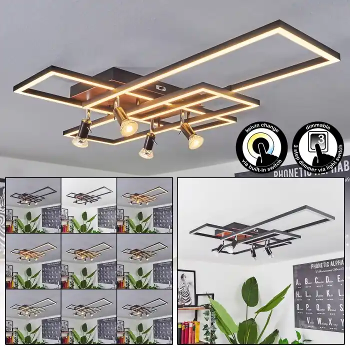 Voordeelprijs Deadwood Plafondlamp LED Bruin, houtlook, 6-lichts
