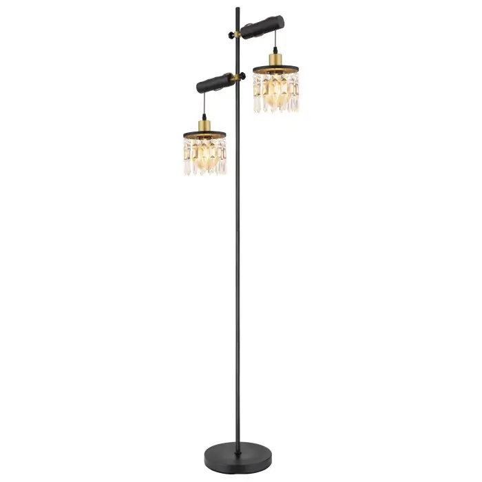 Flitsaanbieding Globo COMMA Staande lamp Messing, Zwart, 2-lichts