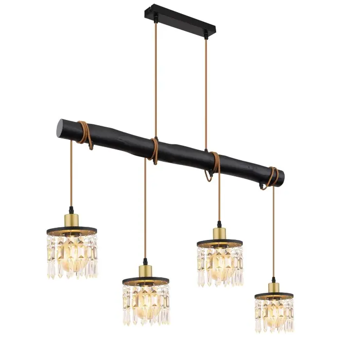 Globo COMMA Hanglamp Zwart, 4-lichts Laatste Kans
