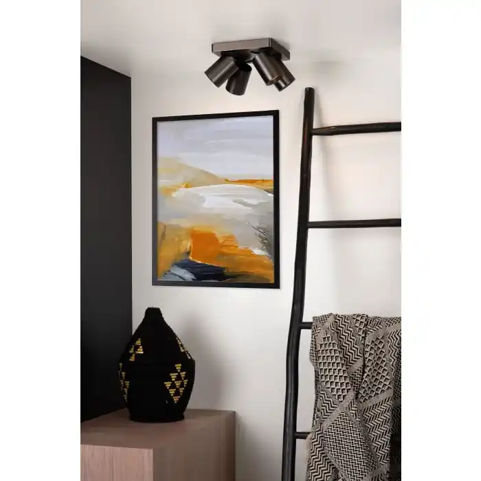 Lucide NIGEL Plafondlamp LED roestvrij staal, Zwart, 4-lichts Aanbieding