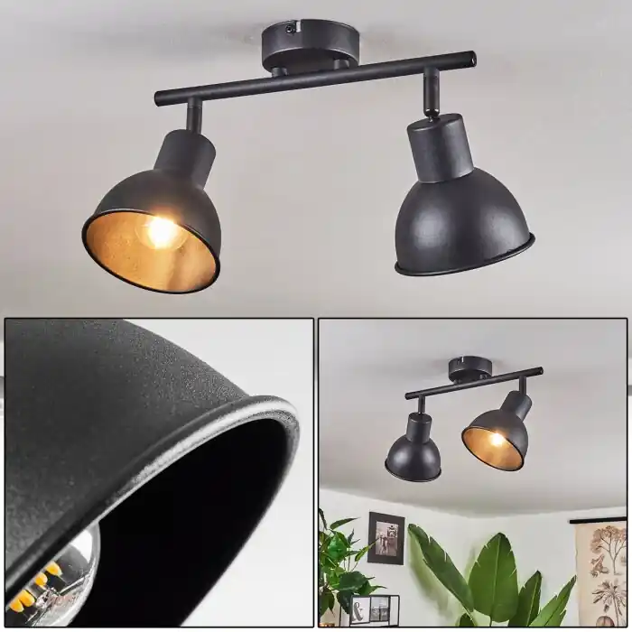 Uitverkoop Kansela Plafondlamp Zwart, 2-lichts