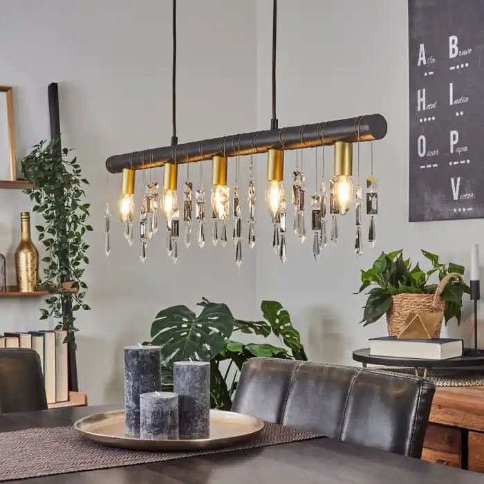 Tenche Hanglamp Goud, Zwart, 5-lichts Bestseller