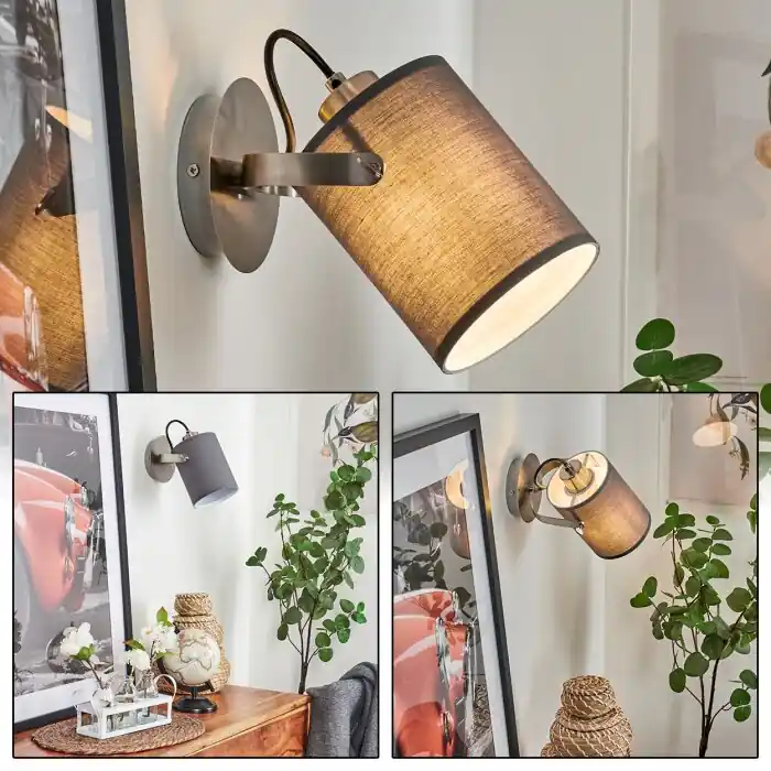 Puelches Muurlamp Nikkel mat, Zwart, 1-licht Koopje