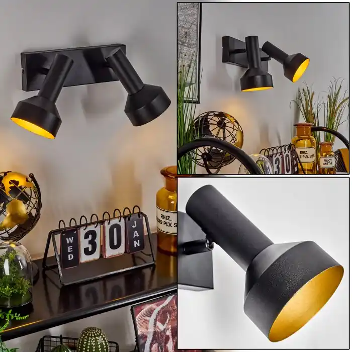 Laatste Kans Musko Muurlamp Zwart, 2-lichts