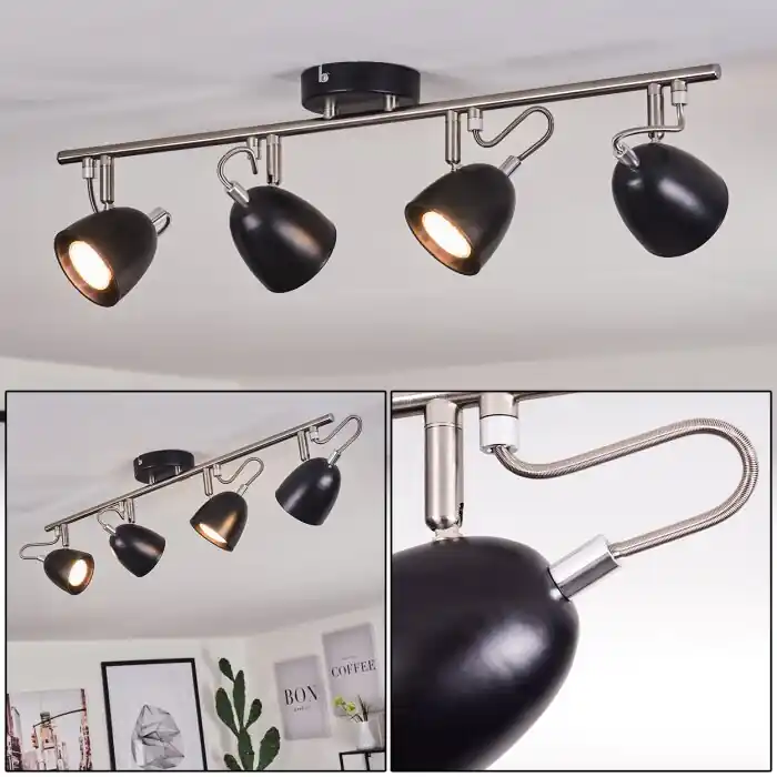 Moesdorf Plafondlamp Nikkel mat, Zwart, 4-lichts Populair