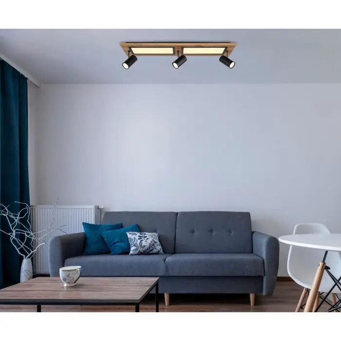 Globo ULLA Plafondlamp houtlook, Zwart, 4-lichts Must-Have
