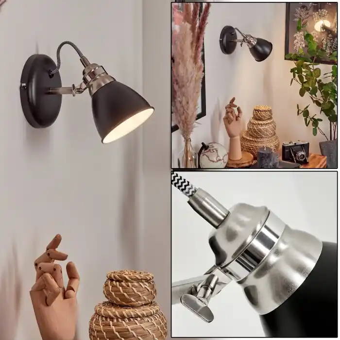 Gralingen Muurlamp Nikkel mat, Zwart, Wit, 1-licht Goedkoop
