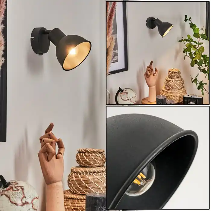 Aanbieding Kansela Muurlamp Zwart, 1-licht