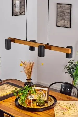 Zuoz Hanglamp Natuurlijke kleuren, Zwart, 4-lichts Favoriet